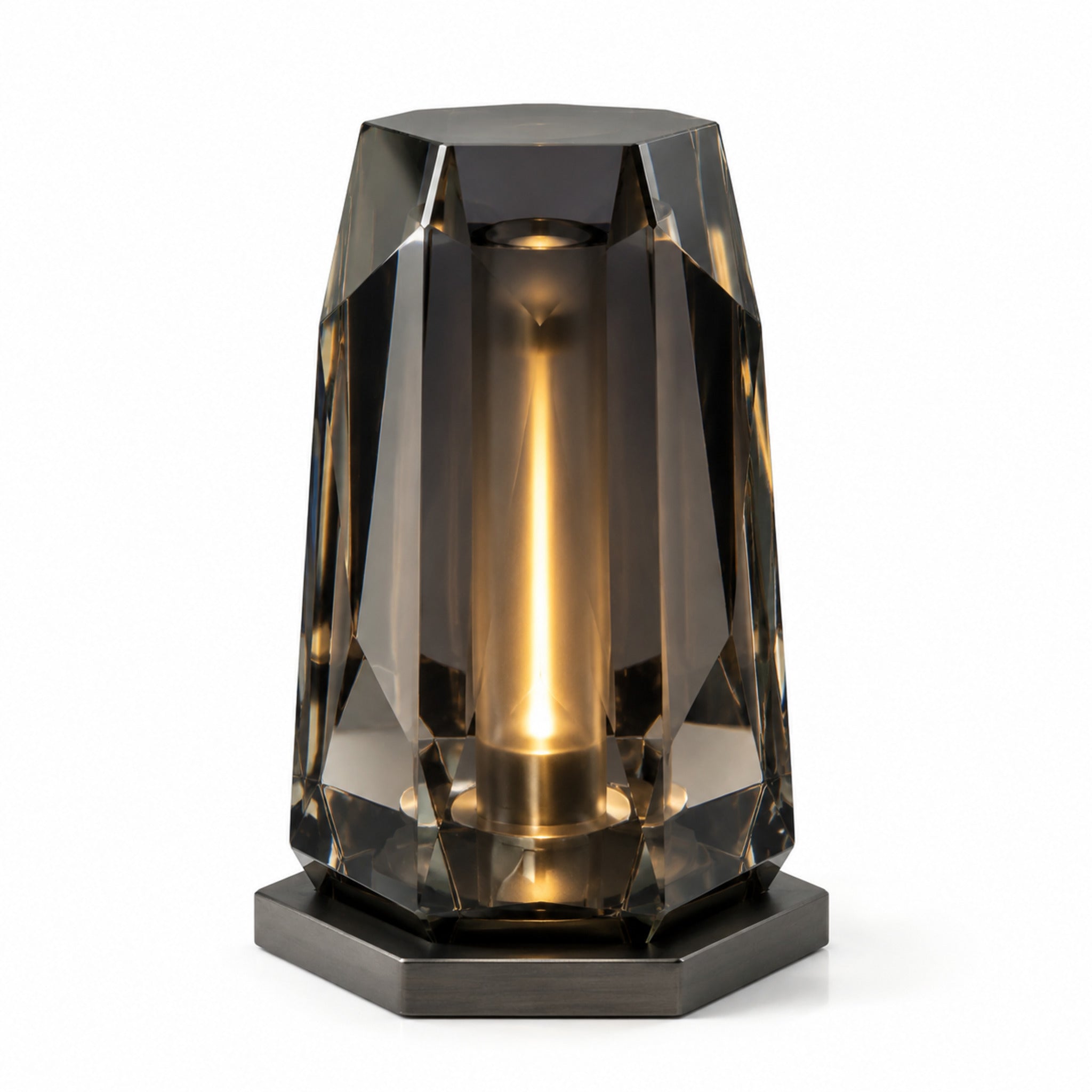 Lampe LED Prisme Fumé – Luminaire d’ambiance en verre graphite