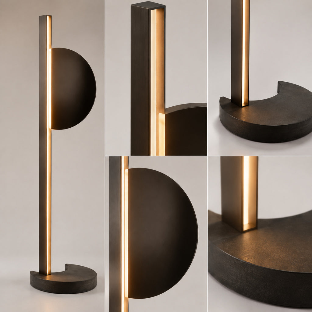Lampadaire LED Eclipse Verticale – Éclairage design noir contemporain