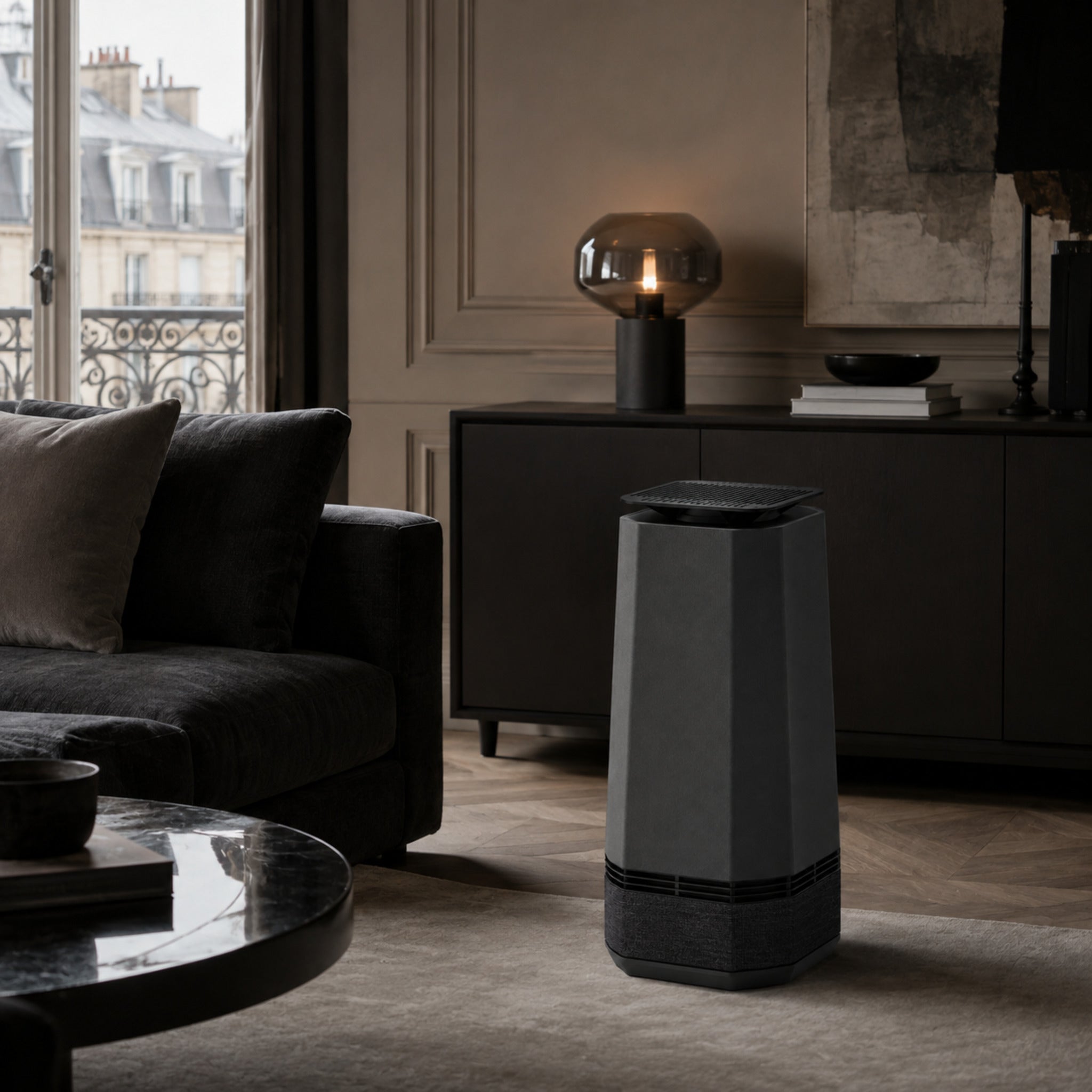 Purificateur d’air Basalte – Filtration compacte design graphite