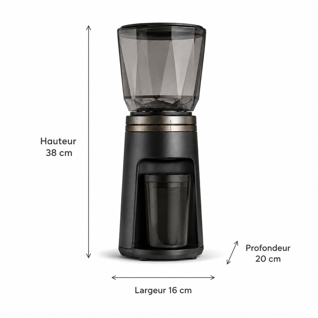 Moulin à café électrique Nox – Broyeur réglable noir et verre fumé