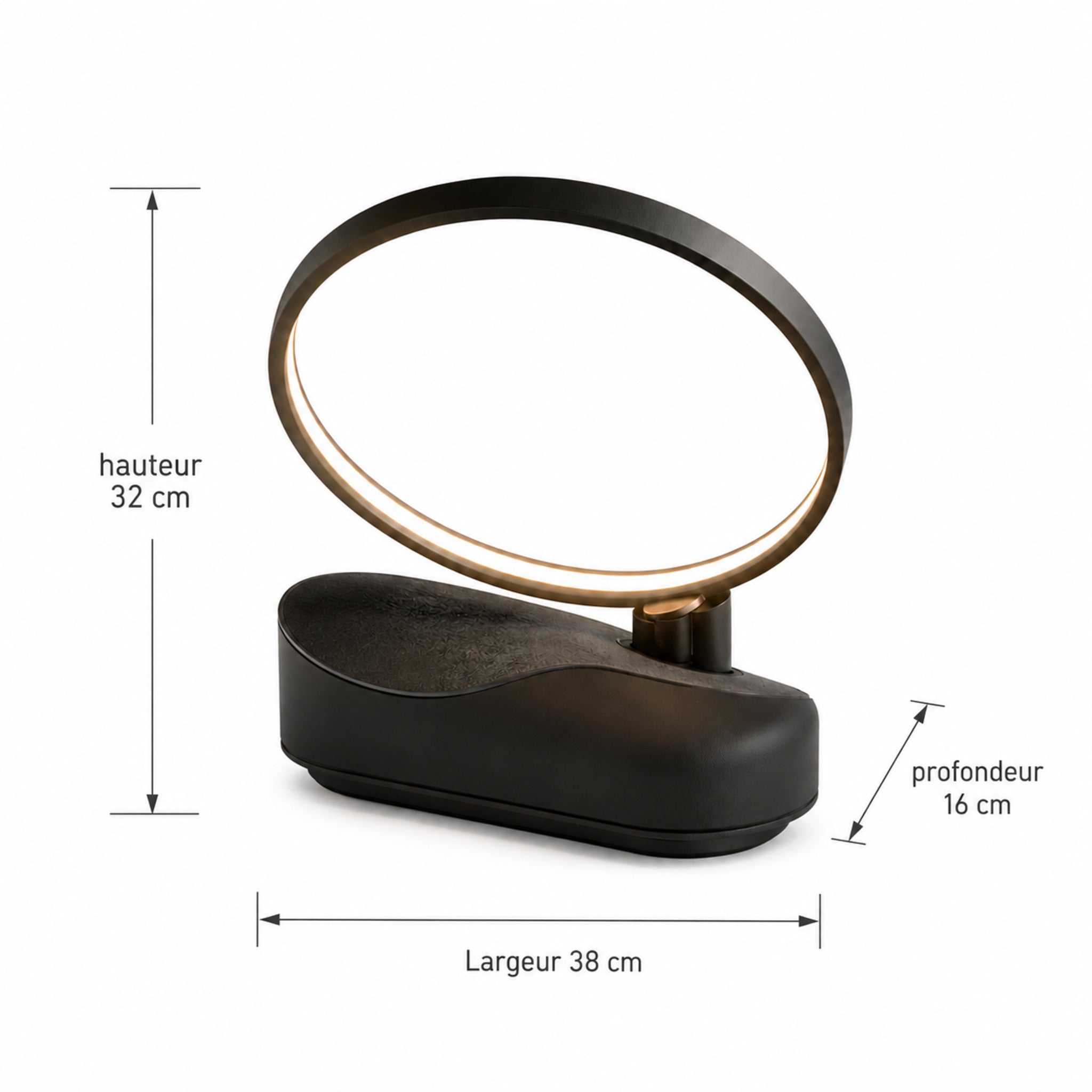 Lampe de table LED Halo Obsidienne – Éclairage d’ambiance design noir