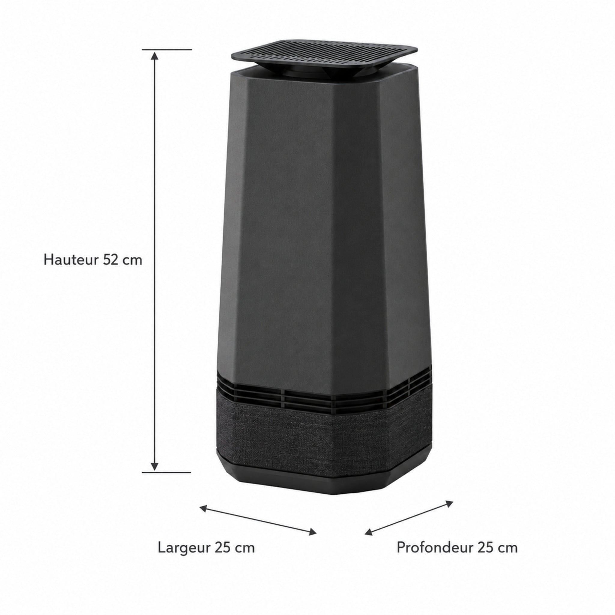 Purificateur d’air Basalte – Filtration compacte design graphite