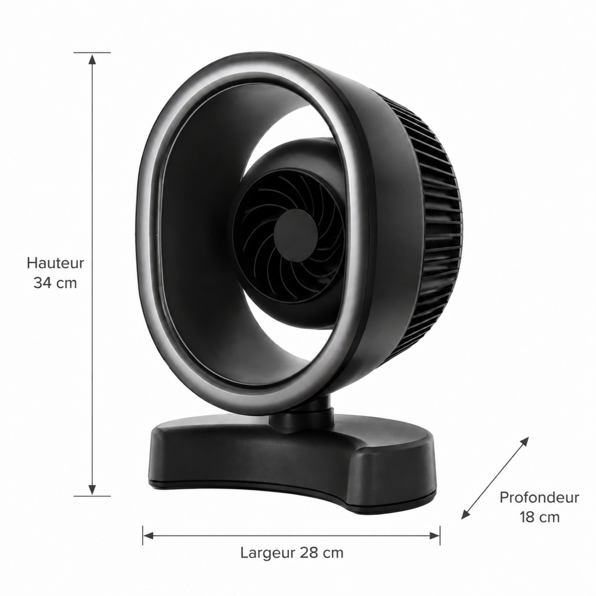 Ventilateur circulateur Serein – Ventilation de table compacte noire