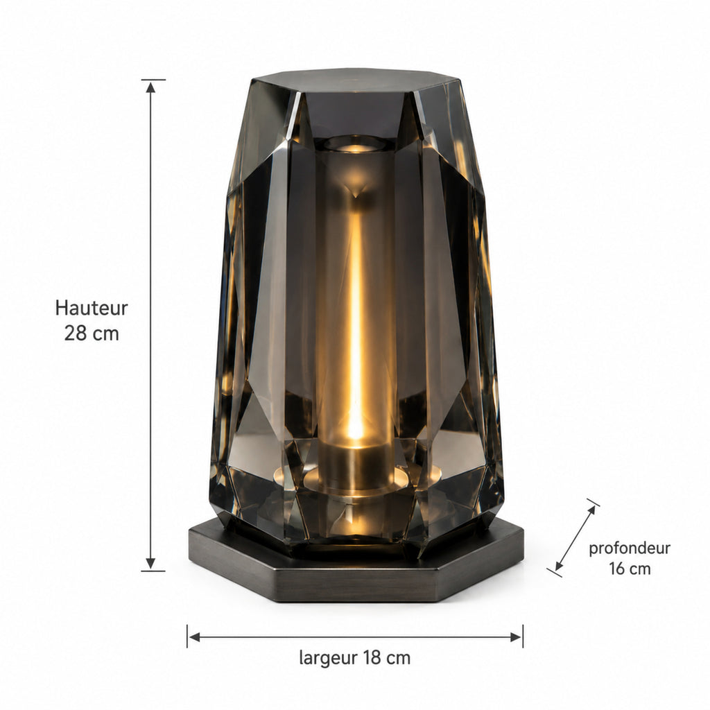 Lampe LED Prisme Fumé – Luminaire d’ambiance en verre graphite