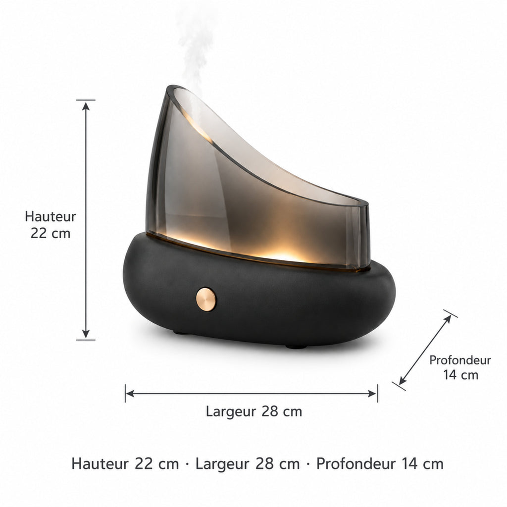 Diffuseur d’arômes Ombre – Brumisateur en verre fumé avec lumière douce
