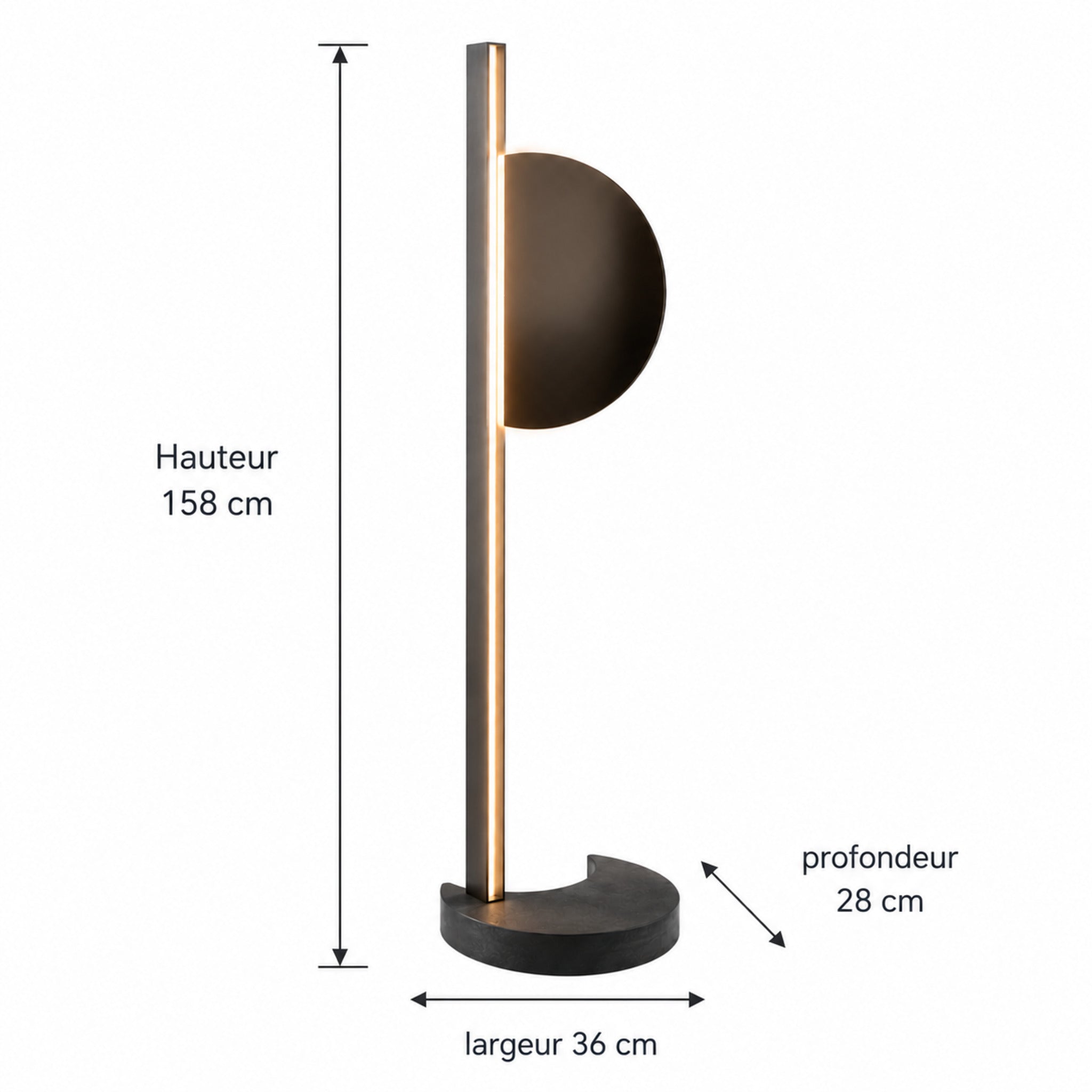 Lampadaire LED Eclipse Verticale – Éclairage design noir contemporain