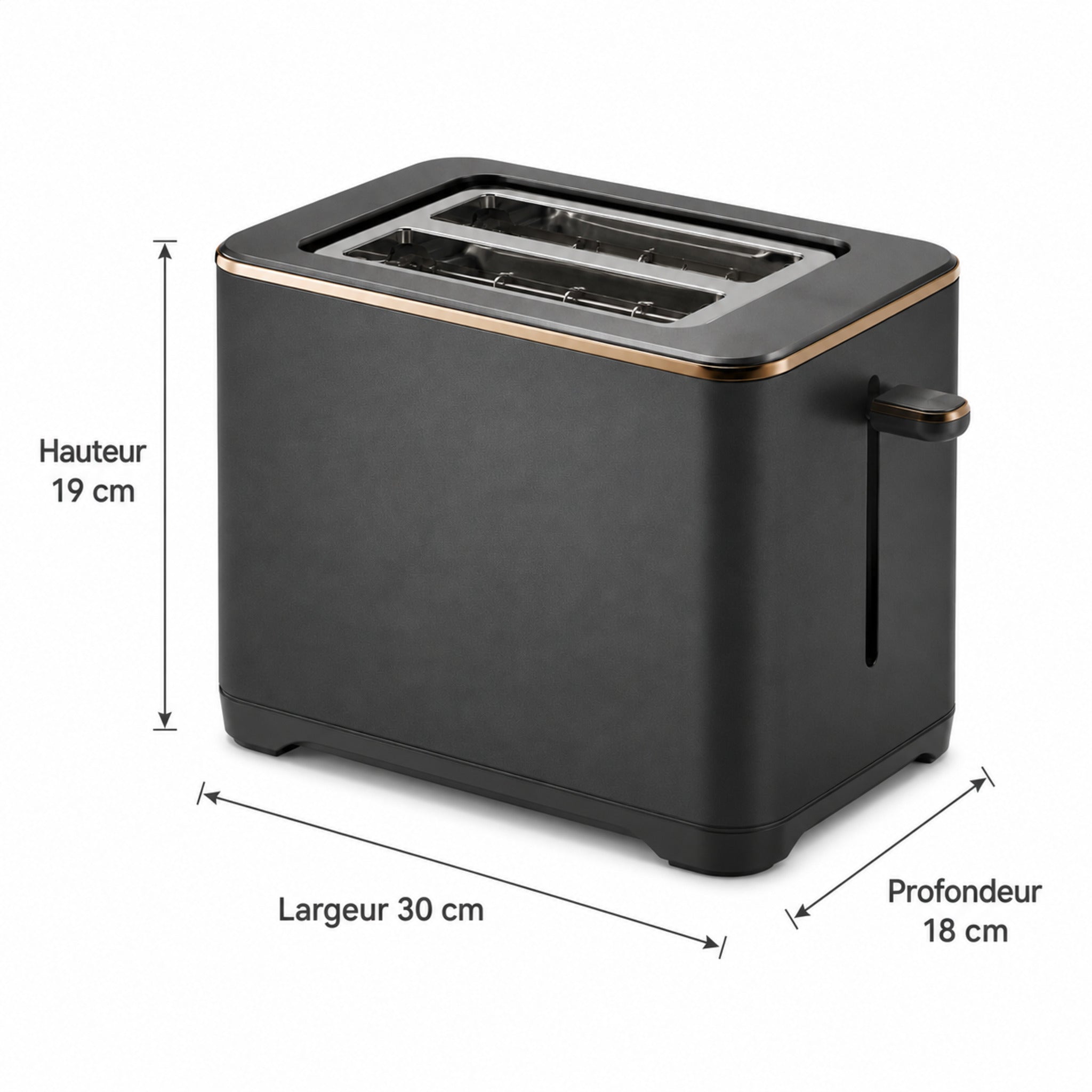 Grille-pain Vanta 2 fentes – Toaster noir graphite premium
