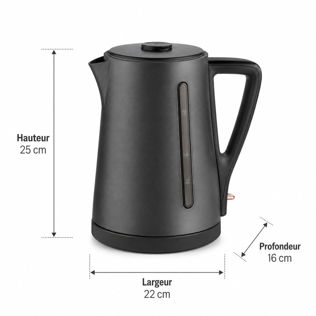 Bouilloire électrique Ardoise 1,7 L – Inox noir design