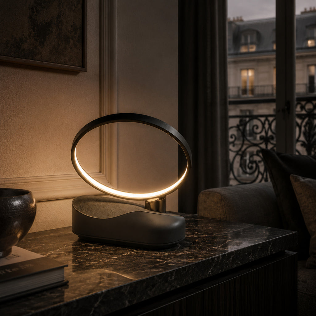 Lampe de table LED Halo Obsidienne – Éclairage d’ambiance design noir