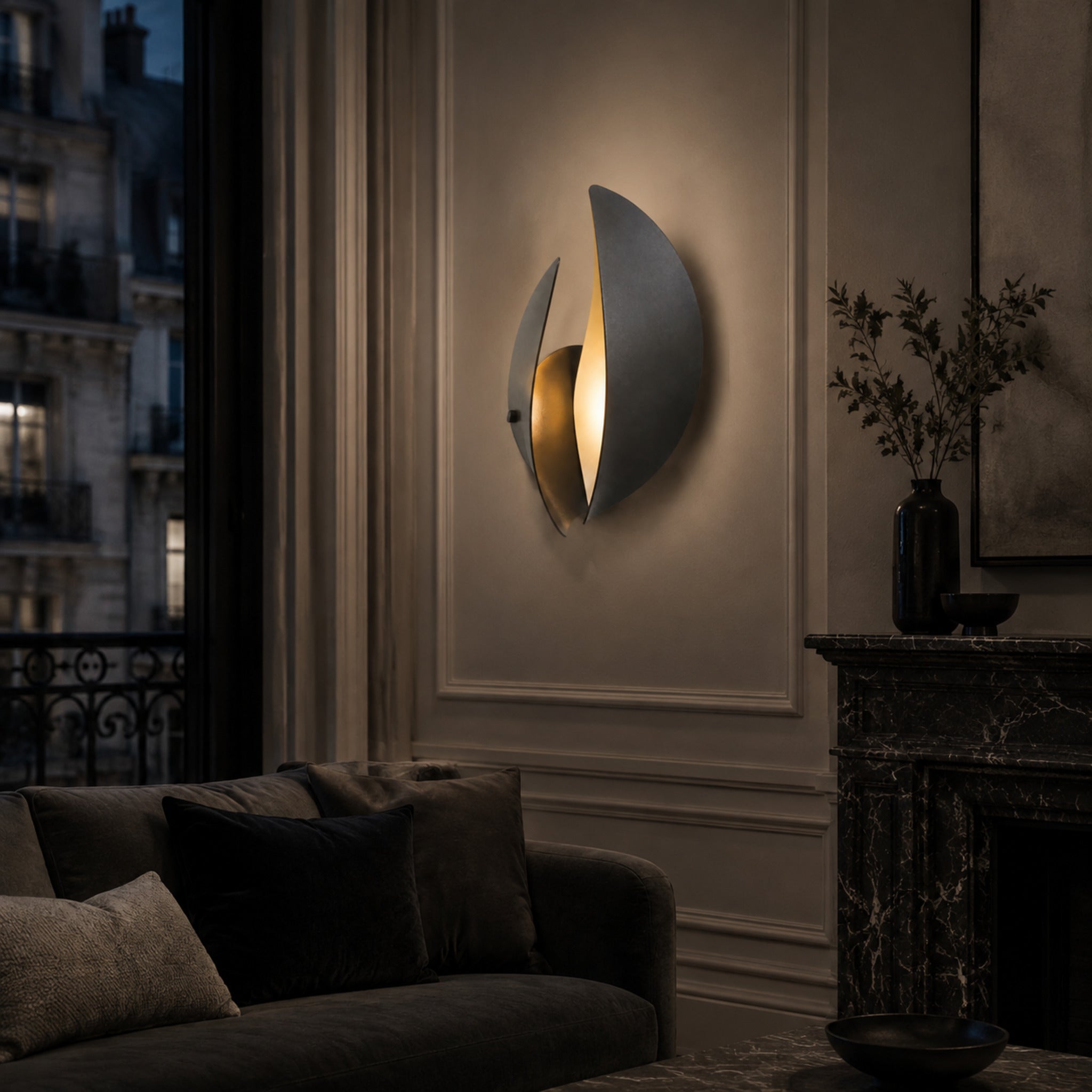 Applique murale LED Arc Noir – Luminaire sculptural noir et lumière chaude