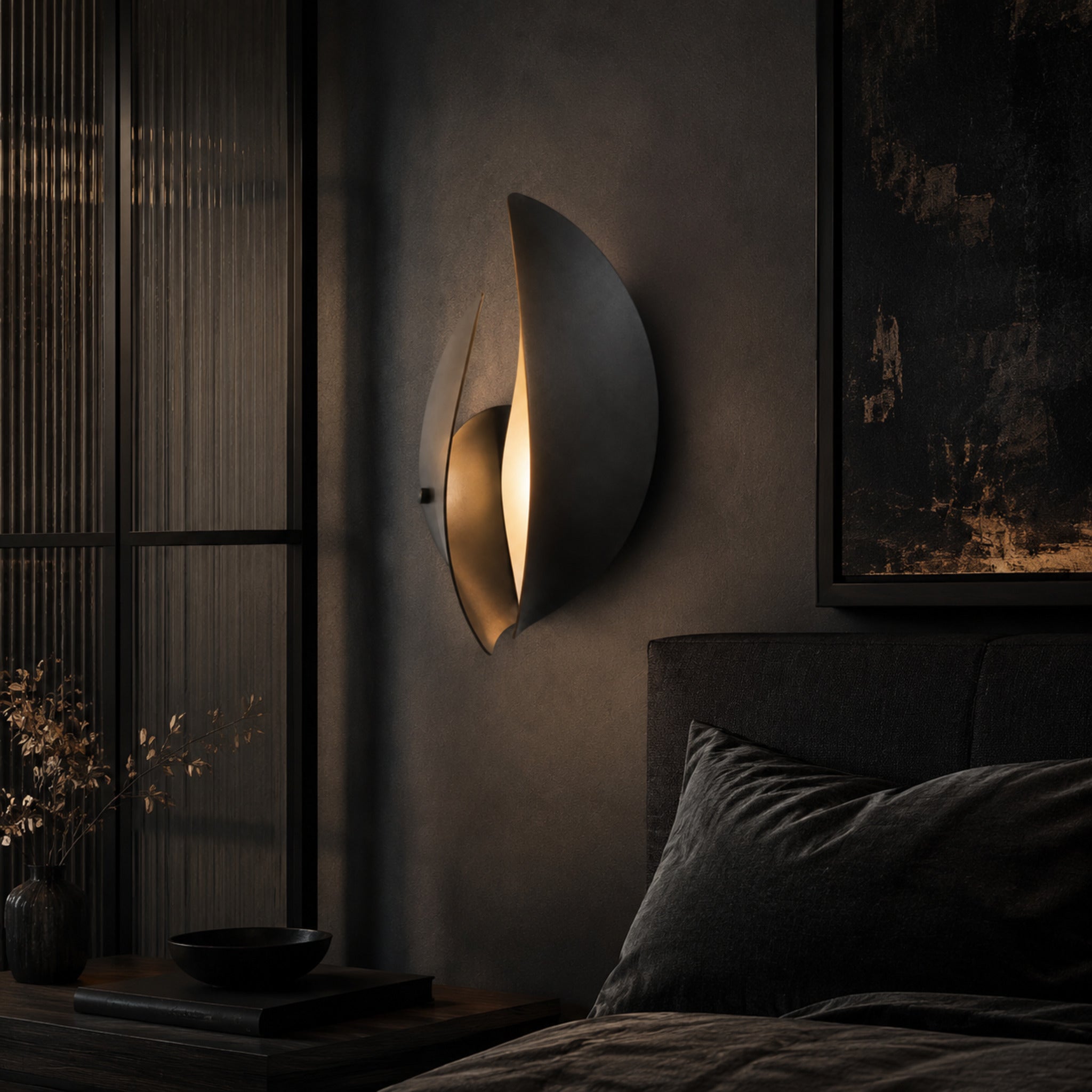 Applique murale LED Arc Noir – Luminaire sculptural noir et lumière chaude